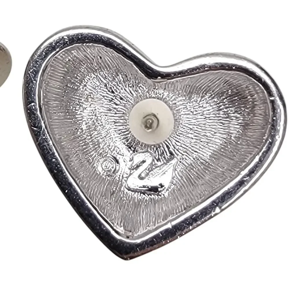Swarovski Crystal Patriotic USA Flag Heart Lapel Pin Brooch Red White Blue Swan